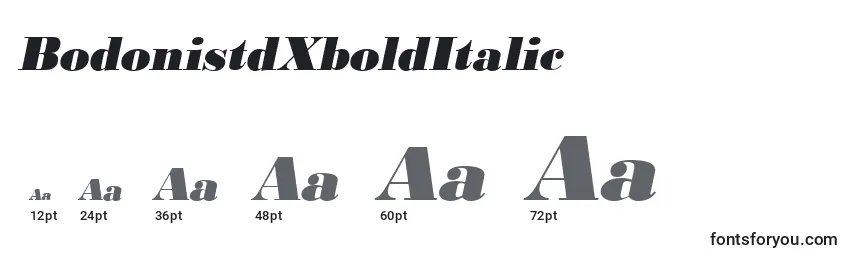 Größen der Schriftart BodonistdXboldItalic