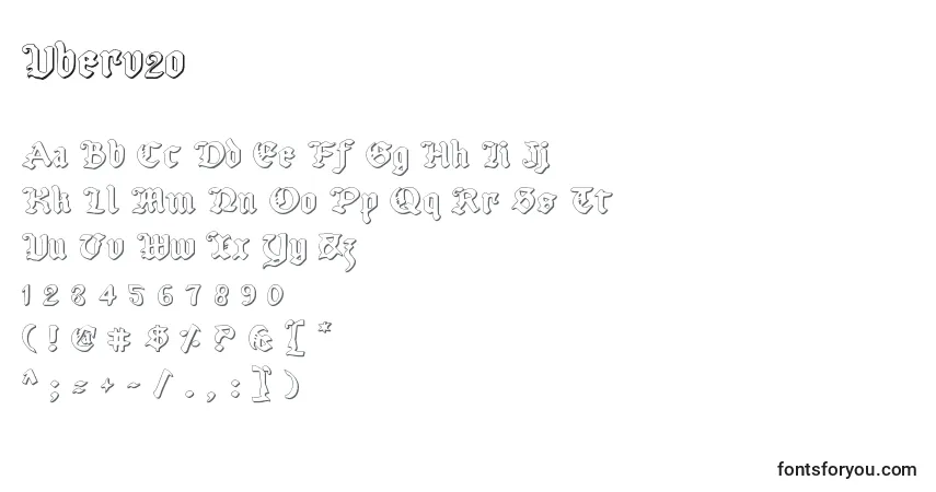 Czcionka Uberv2o – alfabet, cyfry, specjalne znaki