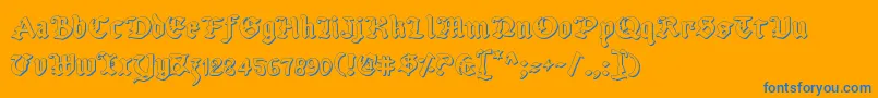 Uberv2o-Schriftart – Blaue Schriften auf orangefarbenem Hintergrund