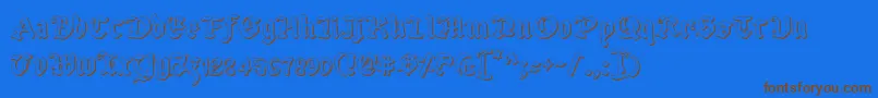 フォントUberv2o – 茶色の文字が青い背景にあります。