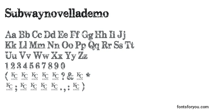 Schriftart Subwaynovellademo – Alphabet, Zahlen, spezielle Symbole