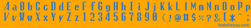 Gaiatype-Schriftart – Blaue Schriften auf orangefarbenem Hintergrund