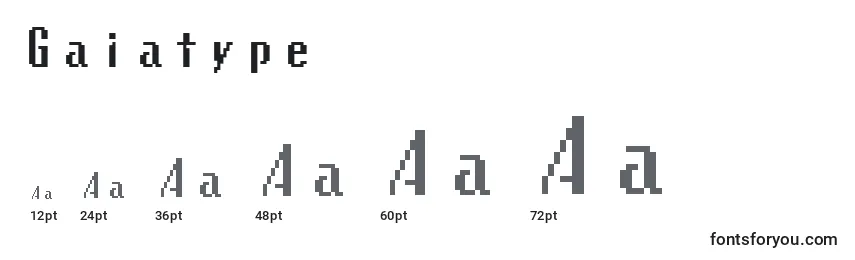 Размеры шрифта Gaiatype