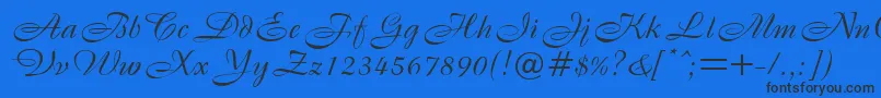 B820ScriptRegular Font – Black Fonts on Blue Background