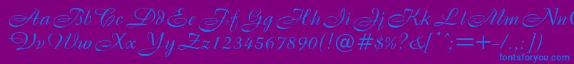 B820ScriptRegular-fontti – siniset fontit violetilla taustalla