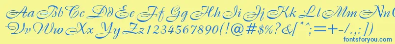 B820ScriptRegular Font – Blue Fonts on Yellow Background