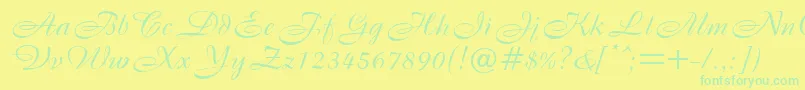 B820ScriptRegular Font – Green Fonts on Yellow Background