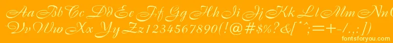 B820ScriptRegular-Schriftart – Gelbe Schriften auf orangefarbenem Hintergrund