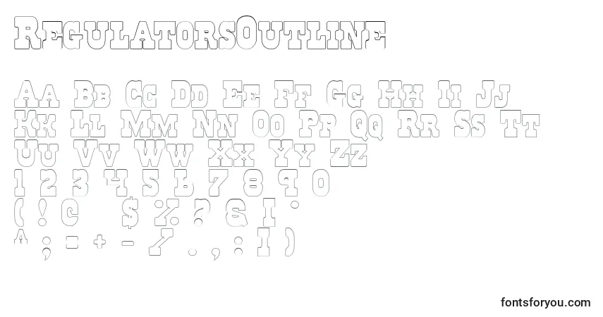 Czcionka RegulatorsOutline – alfabet, cyfry, specjalne znaki