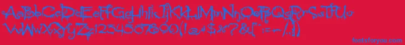PyriteCrypt Font – Blue Fonts on Red Background