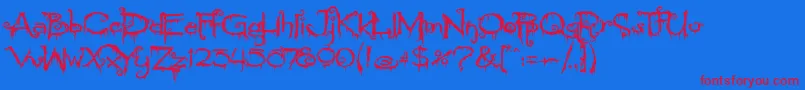 PyriteCrypt-fontti – punaiset fontit sinisellä taustalla