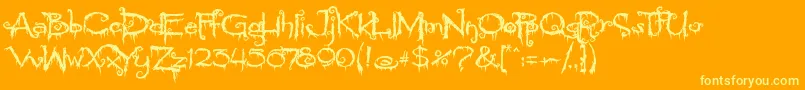 PyriteCrypt-Schriftart – Gelbe Schriften auf orangefarbenem Hintergrund