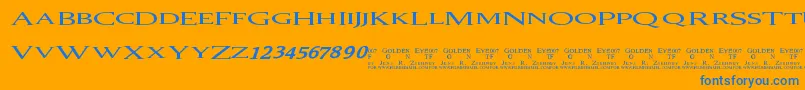 007Goldeneye Font – Blue Fonts on Orange Background