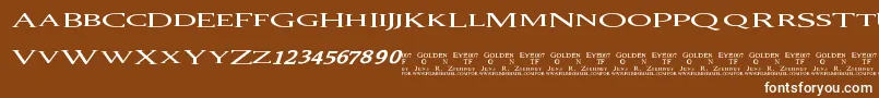 フォント007Goldeneye – 茶色の背景に白い文字