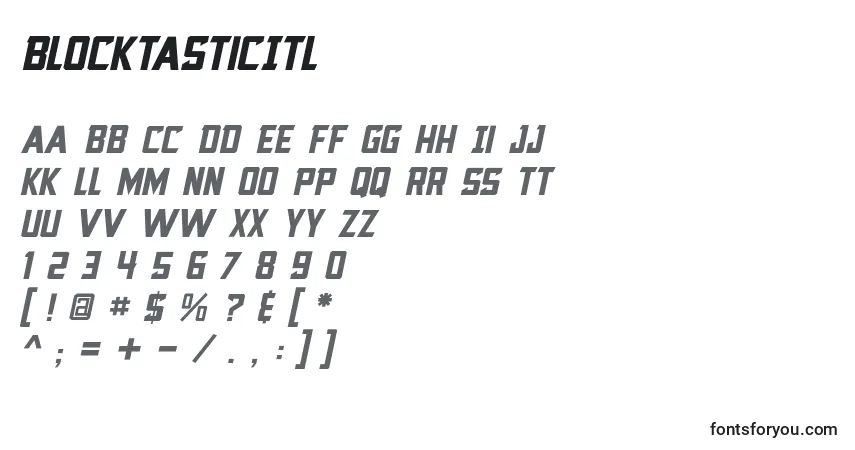Czcionka BlocktasticItl – alfabet, cyfry, specjalne znaki