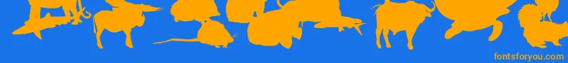 LeMondeDeVictor-Schriftart – Orangefarbene Schriften auf blauem Hintergrund