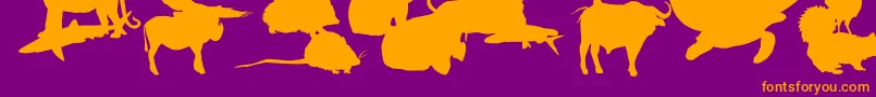 LeMondeDeVictor-fontti – oranssit fontit violetilla taustalla
