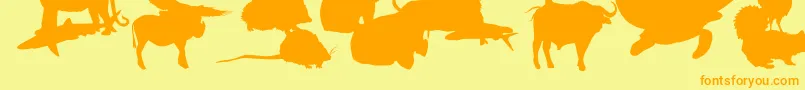 LeMondeDeVictor-Schriftart – Orangefarbene Schriften auf gelbem Hintergrund