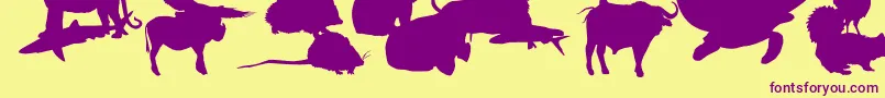 Czcionka LeMondeDeVictor – fioletowe czcionki na żółtym tle