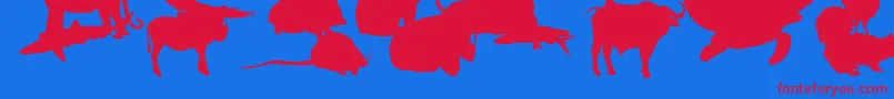 フォントLeMondeDeVictor – 赤い文字の青い背景