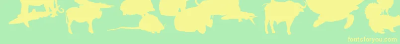 LeMondeDeVictor-fontti – keltaiset fontit vihreällä taustalla