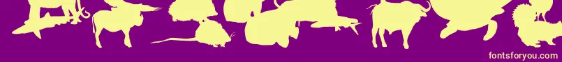フォントLeMondeDeVictor – 紫の背景に黄色のフォント