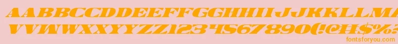 Legalv2i-Schriftart – Orangefarbene Schriften auf rosa Hintergrund