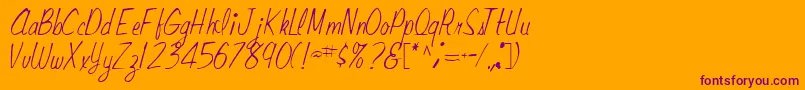 RaceRegular-Schriftart – Violette Schriften auf orangefarbenem Hintergrund