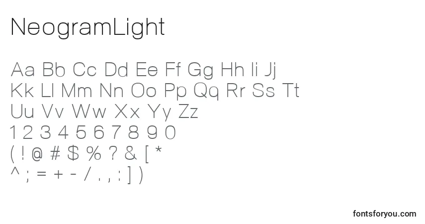 Schriftart NeogramLight – Alphabet, Zahlen, spezielle Symbole