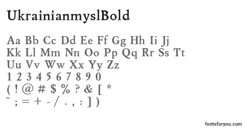 A fonte UkrainianmyslBold – alfabeto, números, caracteres especiais