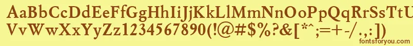 フォントUkrainianmyslBold – 茶色の文字が黄色の背景にあります。