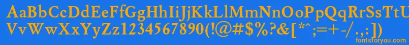 フォントUkrainianmyslBold – オレンジ色の文字が青い背景にあります。