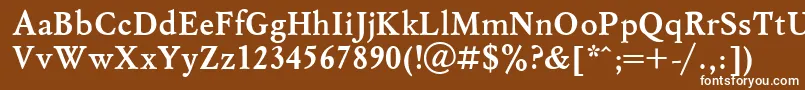 UkrainianmyslBold-fontti – valkoiset fontit ruskealla taustalla