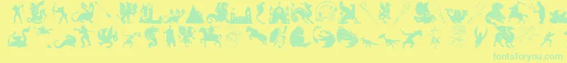 Mediaevalbats Font – Green Fonts on Yellow Background
