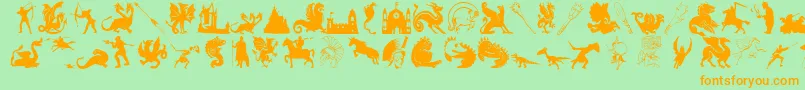 Mediaevalbats Font – Orange Fonts on Green Background