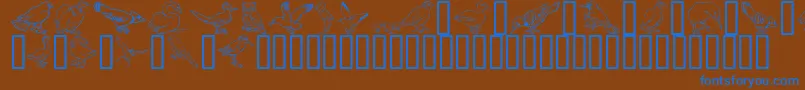 GeBirdsOfAFeather-Schriftart – Blaue Schriften auf braunem Hintergrund