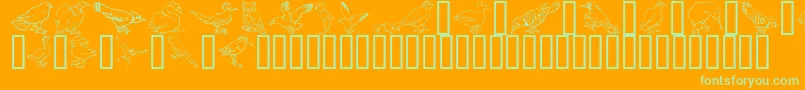 GeBirdsOfAFeather-Schriftart – Grüne Schriften auf orangefarbenem Hintergrund