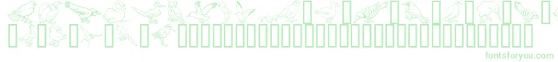 Weitere Informationen zur GeBirdsOfAFeather-Schriftart GeBirdsOfAFeather-Schriftart – Grüne Schriften auf weißem Hintergrund