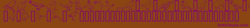 GeBirdsOfAFeather-Schriftart – Violette Schriften auf braunem Hintergrund
