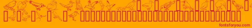 Fonte GeBirdsOfAFeather – fontes vermelhas em um fundo laranja