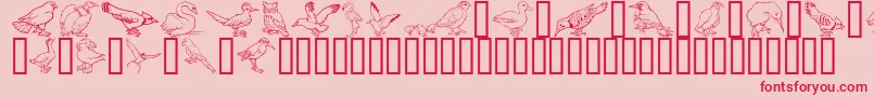 GeBirdsOfAFeather-Schriftart – Rote Schriften auf rosa Hintergrund