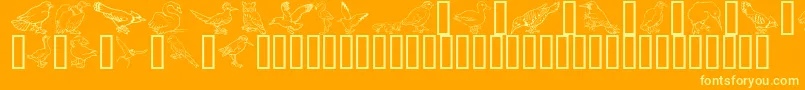 GeBirdsOfAFeather-Schriftart – Gelbe Schriften auf orangefarbenem Hintergrund