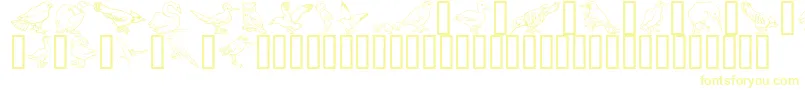 GeBirdsOfAFeather-Schriftart – Gelbe Schriften auf weißem Hintergrund