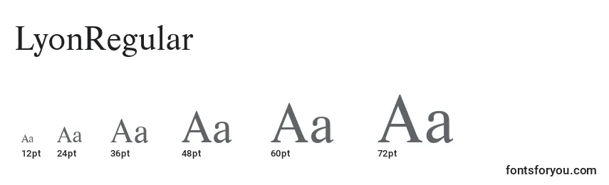 Размеры шрифта LyonRegular
