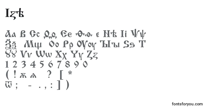 A fonte Izh – alfabeto, números, caracteres especiais