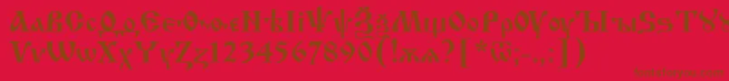 Izh-Schriftart – Braune Schriften auf rotem Hintergrund