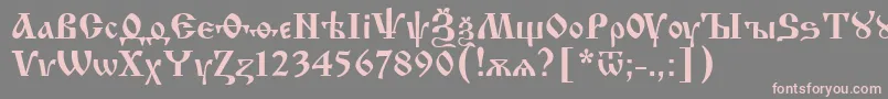 フォントIzh – 灰色の背景にピンクのフォント