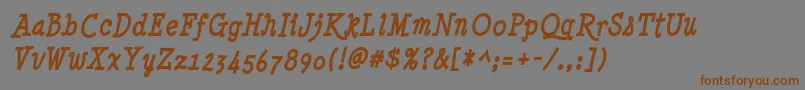 フォントMinyanouvelle Bolditalic – 茶色の文字が灰色の背景にあります。