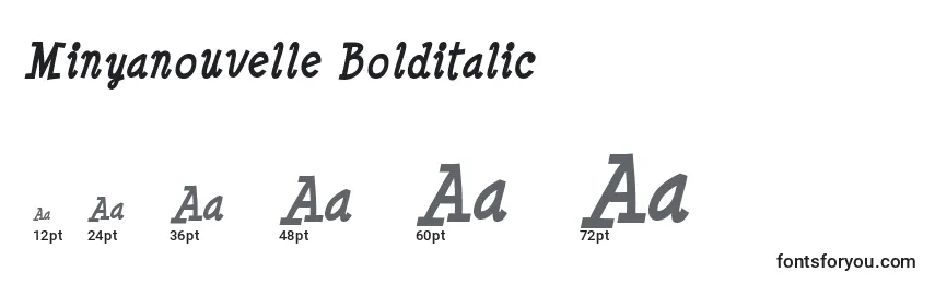 Minyanouvelle Bolditalic-fontin koot
