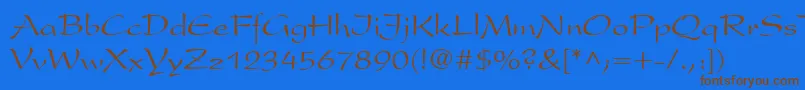 Keirnフォントについての詳細 フォントKeirn – 茶色の文字が青い背景にあります。
